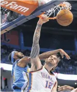  ?? Picture / AP ?? Steven Adams takes on a bigger role with the Thunder after the departure of Kevin Durant.