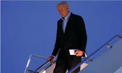  ?? ?? President Joe Biden arrives on Air Force One at Andrews Air Force Base, Maryland, 30 April. Photograph: Evan Vucci/AP