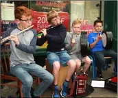  ??  ?? Malachy Catchcart, Luca Symes, Adam Bell and Jack Monaghan at the Busking Competitio­n.