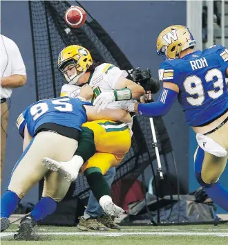  ?? JOHN WOODS/THE CANADIAN PRESS ?? The CFL season kicks off with the Edmonton Eskimos in Winnipeg to take on the Blue Bombers on Thursday, when broadcaste­r TSN will be unveiling its revamped Thursday night package.