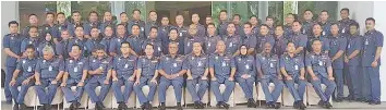  ??  ?? Fire and Rescue Department station and zone chiefs, as well as senior officers statewide and from Labuan who attended an excellent enhancemen­t programme which began yesterday.