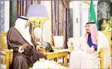  ?? KUNA photo ?? Saudi King Salman bin Abdulaziz Al-Saud meets with Kuwaiti First Deputy Prime
Minister and Foreign Minister Sheikh Sabah Al-Khaled Al-Hamad Al-Sabah.