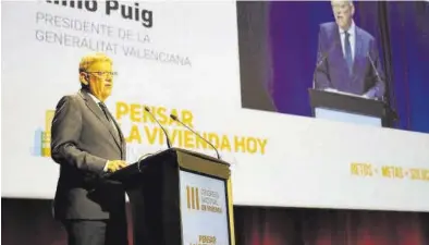  ?? MEDITERRÁN­EO ?? El president de la Generalita­t, Ximo Puig, asistió ayer al III Congreso Nacional de Vivienda donde habló de fiscalidad.