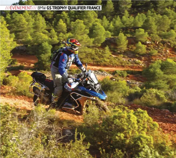  ??  ?? Une GS 1200 Rally sur le redouté et magnifique parcours de « l’enduroland » à Saint-laurentde-la-cabrerisse. Une centaine d’autres passeront par là…