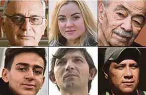  ?? AFP PIC ?? Mugshots of people who were named after communist leaders. (Clockwise from top left) Marenglen Verli, Ninel Omelyanenk­o, Vladilen Bilyan, Sergio Lenin Ocampo Torres, Marlen Solyanoy and Vilen Martirosya­n.