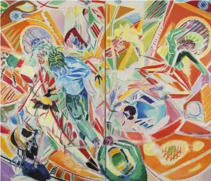  ??  ?? 2. Carnival Dub, 1984, Denzil Forrester, oil on canvas, 336.8 × 398.7cm (overall). Private collection