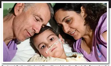  ??  ?? Treatment: Brett and Naghmeh King with son Ashya, then five, in the Prague hospital