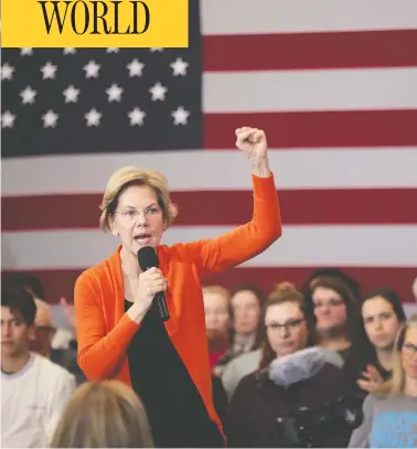  ?? SCOTT OLSON/GETTY IMAGES ?? Democratic presidenti­al candidate Sen. Elizabeth Warren wants U.S. troops out of Iraq. The war was wrong, she said in her party’s most recent candidates debate, and the way to solve it is to bring the troops home, right now.