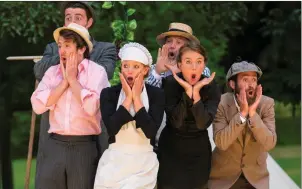  ??  ?? The cast ‘Murder On The Terrace’, which will play out in all its farcical glory on the grounds of Mallow Castle on the evening of Thursday, July 27.