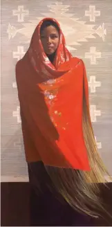  ??  ?? The Red Shawl, oil on canvas, 60 x 30"