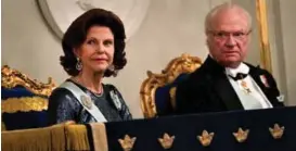  ?? REUTERS/NTB SCANPIX
FOTO: TT NEWS AGENCY/ ?? Kong Carl Gustaf og dronning Silvia da de deltok på det forrige årsmøtet i Svenska Akademien, i desember 2017.