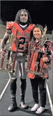  ??  ?? This year’s winners of the Cedartown High School Mr. and Miss Bulldog are seniors Kobe Pryor and Jayla To. The pair were honored during Senior Night at Cedartown High School’s final home game of the season against region foe Chapel Hill.