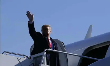  ?? Photograph: Alex Brandon/ AP ?? Donald Trump waves before departing Trenton-Mercer airport in Ewing Township, New Jersey, on Saturday.