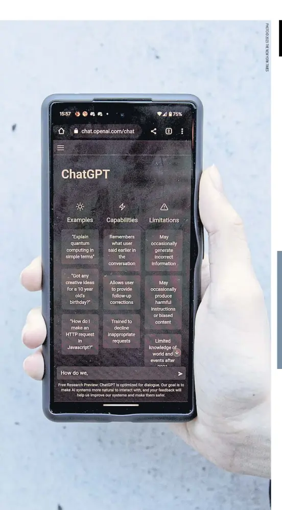  ?? ?? The ChatGPT app on a smartphone.