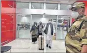  ?? SANJEEV VERMA/HT PHOTO ?? Passengers from Kabul arrive at the Indira Gandhi Internatio­nal Airport on Sunday.