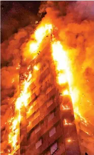  ??  ?? Inferno: Grenfell at the height of the blaze