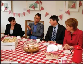  ??  ?? Brendan Cox, husband of MP Jo Cox raises awareness about The Great Get Together, a series of community events marking the first anniversar­y of the death of his wife next month. Left to right, Ruth Davidson Brendan Cox, Presiding Officer Ken Macintosh...