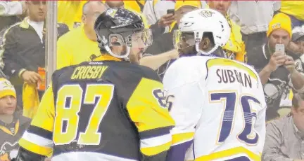  ?? | GETTY IMAGES ?? Sidney Crosby and P. K. Subban have opposed each other for less than 22 minutes, but they have been eventful minutes.