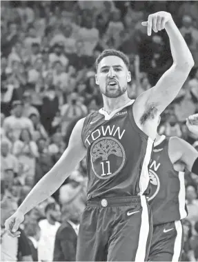  ?? KYLE TERADA/USA TODAY SPORTS ?? Warriors guard Klay Thompson returned to play in Friday’s Game 4 loss in Oakland.