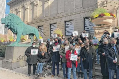  ?? JASON BEEFERMAN/SUN-TIMES FILE ?? Art Institute employees seeking union representa­tion hold a rally at the museum in November.