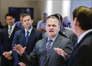  ?? MARK WALLHEISER / ASSOCIATED PRESS ?? Florida Speaker of the House Richard Corcoran speaks as the Republican leadership in the House and Senate lay out their school safety proposal during a press conference at the Florida Capitol in Tallahasse­e on Friday.