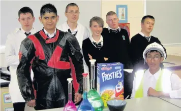 ??  ?? ●●Taking part in an applied science class at Oulder Hill School were, from the left, James Howard, Shamas Babar, Dylan Robinson, Helena Lees, Matthew Walsh, Scott Linger and Jillur Rehman