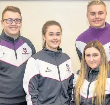  ??  ?? Pictured (left to right): Loughborou­gh College School Sport apprentice­s Josh Taylor, Laura Dexter, Charlotte Harvey and Danny Bray.