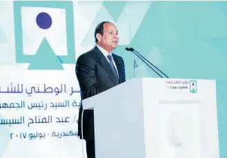  ??  ?? Al-Sisi inaugurate­d on Monday the two-day 4th National Youth Conference in Alexandria