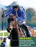  ?? ?? COLD CALL Energumene’s Ascot run could be called off