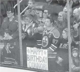  ?? GREG SOUTHAM ?? Fans were on hand to wish Connor McDavid a happy 22nd birthday during Sunday’s annual Super Skills competitio­n, but illness prevented him from attending the event.