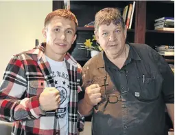  ?? / PHOTOS / JEFF ELLIS ?? Jeff Ellis of African Ring poses with super champion Gennady Golovkin of Kazakhstan.