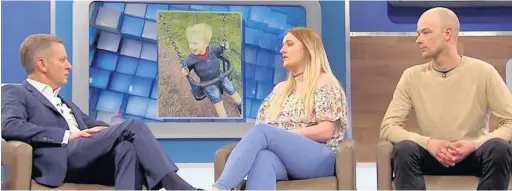  ??  ?? Charlie’s parents, Amber Schofield and Ben Procter, chat to TV star Jeremy Kyle; Inset below, Charlie shares a joke