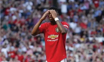  ??  ?? Marcus Rashford was racially abused on social media after he missed a penalty for Manchester United against Crystal Palace. Photograph: Alastair Grant/AP