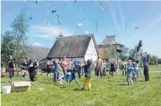  ?? FOTO: BACHRITTER­BURG KANZACH ?? Besucher können heute und morgen auf der Bachritter­burg Kanzach ihr Jonglierta­lent unter Beweis stellen.