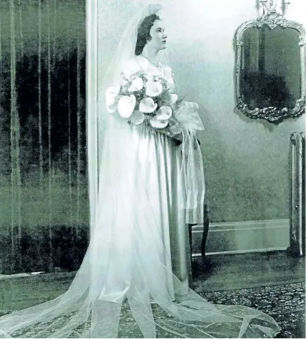  ?? SUBMITTED PHOTO ?? The attached photos feature the late Gwen Brown on her wedding day April 3, 1943. She was a dedicated volunteer and generous patron of the Peterborou­gh Theatre Guild for more than 50 years. Her dress, veil and shoes will be on display in the theatre.