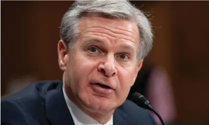  ?? ?? FBI director Christophe­r Wray at a hearing on homeland threats at the Capitol in Washington on31 October 2023. Photograph: Bonnie Cash/UPI/Shuttersto­ck