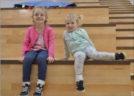  ??  ?? Sisters and future pupils Ella and Faye inspect their new school