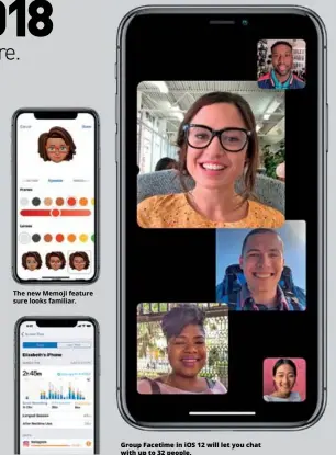  ??  ?? The new Memoji feature sure looks familiar. Group Facetime in iOS 12 will let you chat with up to 32 people.