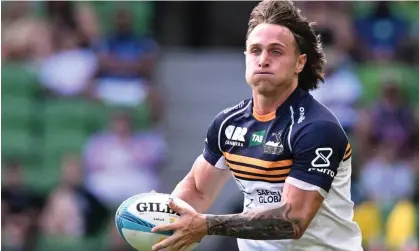  ?? Melbourne. Photograph: James Ross/AAP ?? Corey Toole of the Brumbies in action during the Super Rugby Pacific Round 2 victory over the Auckland Blues at AAMI Park in