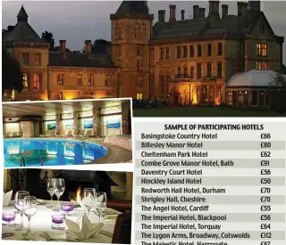  ??  ?? Luxury (from top to bottom): Walton Hall, the swimming pool at The Hinckley Island Hotel, and the restaurant at The Stirling Highland Hotel