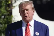  ?? WILFREDO LEE — THE ASSOCIATED PRESS FILE ?? Former President Donald Trump speaks after voting in Florida's primary election in Palm Beach, Fla., Tuesday.