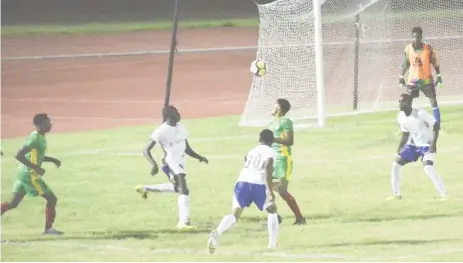  ??  ?? Action between GDF (green) and Buxton United in the GFF ‘Big Four Knockout Football Championsh­ip’ at the National Track and Field Centre, Leonora
Complete Results