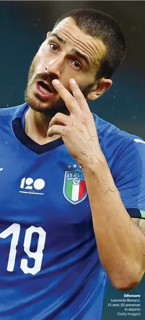  ?? (Getty Images) ?? Difensore Leonardo Bonucci, 31 anni, 82 presenze in azzurro