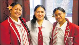  ?? Photo / Nikki Carroll ?? Petesa Tomane, Kaydence Mose-Tuiali’i and Salalau Leitupo are excited to be representi­ng their college and community at the Pacific Student Leaders programme in Fiji this July.