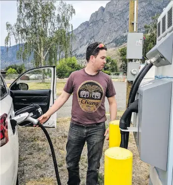  ??  ?? B.C. Hydro has installed 57 stations that can charge an EV battery, including this one in Spences Bridge.