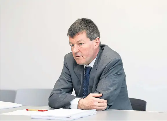  ?? Picture: Dougie Nicholson. ?? Councillor Willie Sawers delivers Dundee City Council’s budget proposals at the Menzieshil­l Community Hub.