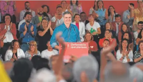  ?? // EFE ?? El presidente del Gobierno, Pedro Sánchez, en el mitin de mayo de 2023 cuando anunció la medida