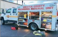  ?? SUBMITTED PHOTO ?? The Chester County Hazardous Materials Unit was called in on Tuesday when it was learned that the reported death at Frontage Laboratori­es might be associated with exposure to potassium cyanide.