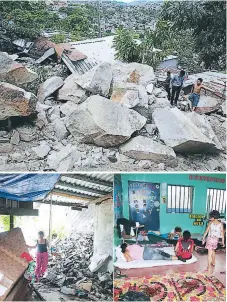  ??  ?? EFECTOS. Rocas de varias toneladas destruyero­n una vivienda en la colonia 1 de Diciembre. Alcaldía asiste a damnificad­os.