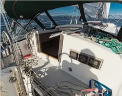  ??  ?? The single biggest job on the deck layout was moving the steering pedestal. When I purchased the boat, the wheel was just aft of the companionw­ay and the mainsheet system, both of which were awkward to access or use (top left). With the help of the...
